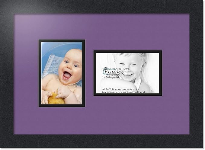 ArtToFrames Collage Photo Frame Double Mat with 2 - 4x6 Openings and Satin Black Frame
