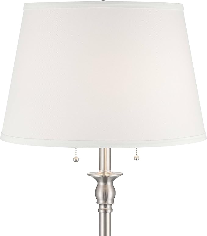 360 Lighting Spenser Transitional Traditional 58" Tall Standing Floor Lamp Skinny Pole Pull Chain Silver Metal Brushed Nickel Finish Living Room Bedroom House Reading Office Home Decor Entryway