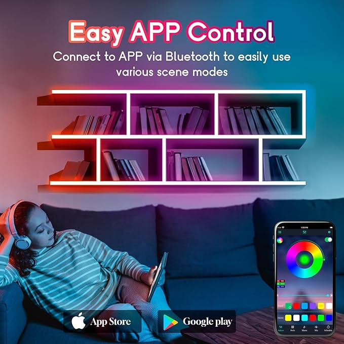 Neon Rope Lights - 32.8Ft Flexible LED Rope Lights,24V RGB Rope Lights Control with App/Remote Multiple Modes,DIY Design, IP65 Waterproof Strip Lights for Bedroom Room Outdoors Decor