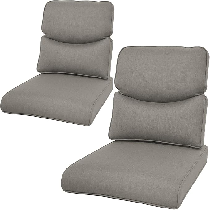Patio Cushions for Outdoor Furniture - 22×24 Inches High Back and Deep Seating Outdoor Cushion for Patio Chairs Sofa Couch Loveseat Water Resistant(Grey/2 Set/Smile)