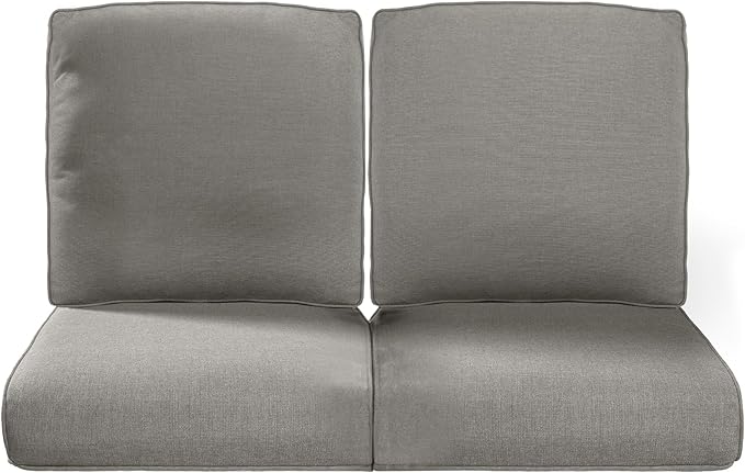 22x25/22x24 Outdoor Chair Cushions Set of 2 - High Back Deep Seat Water-Resistant Patio Wicker Chairs Cushion for Rattan Dining Rocker Glider Loveseat Couch Sectional Sofa - Grey/Classic