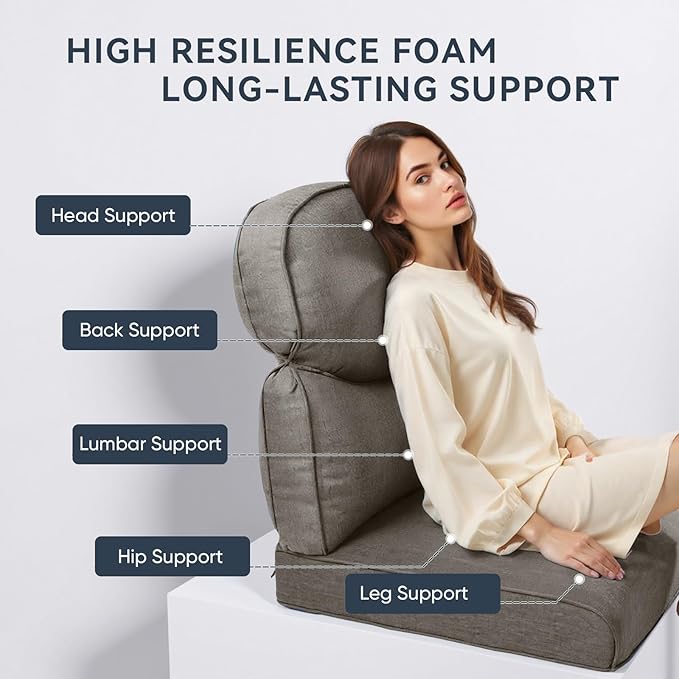 Outdoor Chair Cushions 3 Packs - Outside High Back Comfortable Thickened Pillow 22x24 with Zipper Cover for Patio Rocking Swivel Chairs Loveseat Sofa – Grey/Crescent