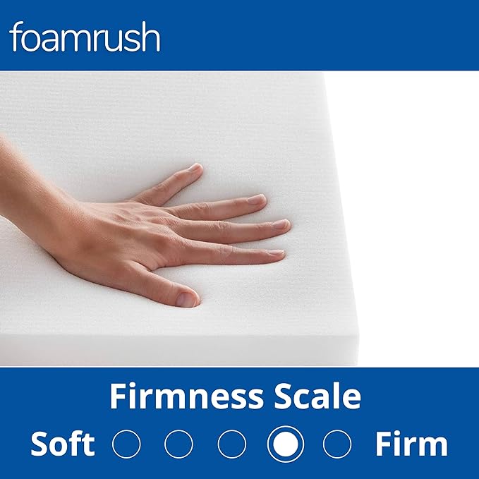 FoamRush 1" H x 26" W x 32" L Upholstery Foam High Density Firm Foam Soft Support (Chair Cushion Square Foam for Dining Chairs, Wheelchair Seat Cushion Replacement)