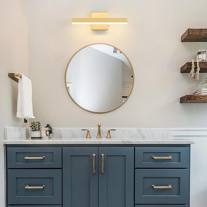 Gold Bathroom Vanity Light 15.75 inch, 12W Dimmable 5CCT LED Modern Bathroom Light Fixture Over Mirror - ETL Certificated