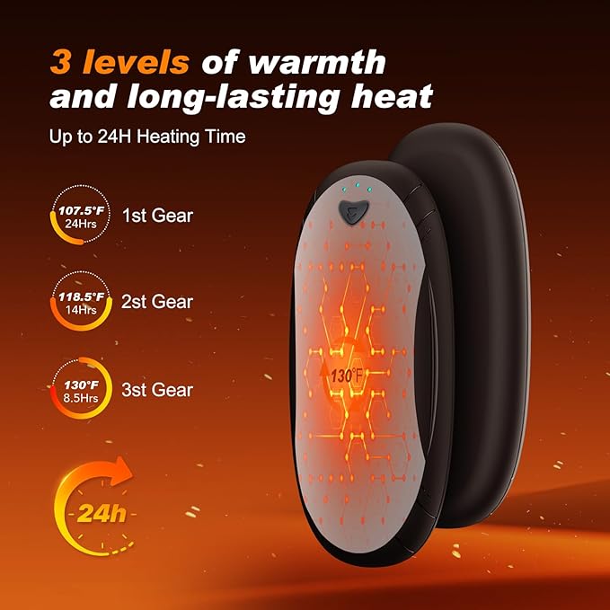 Hand Warmers 2 Pack with 10000mAh Charging Box,Portable Pocket Heater,24Hrs Long Safe Heat,Outdoor, Travel, Golf, Hunting, Camping,Gifts for Men Women