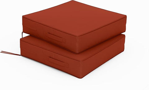 Patio Chair Cushions 19 X 19 X 4 Inch Waterproof Outdoor Seat Cushions for Patio Furniture, Outdoor Sofa Couch Pads with Ties & Handle, Set of 2, Terra Red