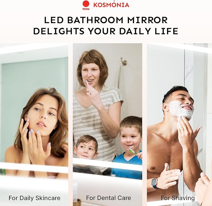 24x32 LED Bathroom Mirror with Lights – Anti-Fog, Dimmable, Backlit & Front Lit Lighted Vanity Mirror for Wall – Smart Bathroom Mirror with Memory Function, Shatterproof Tempered Glass