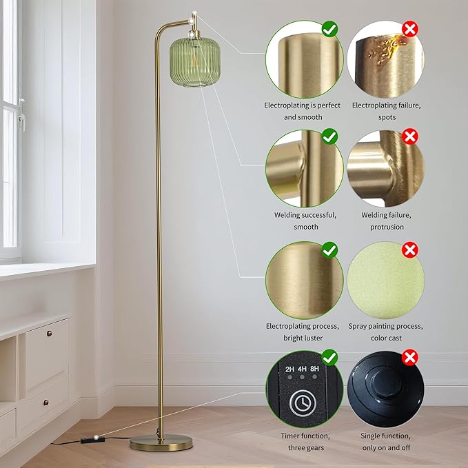 MAYNA Glass Floor lamp Living Room, Modern Vertical lamp, Remote Control Switch with Glass lampshade, 67-inch high lamp Suitable for Bedroom and Study (2700K LED Bulb Included)