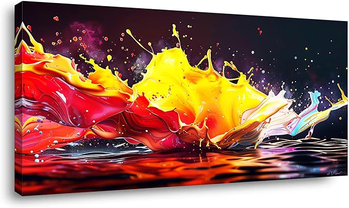 Abstract Splashing of Colorful Paint Wall Art Decor Artwork for Living Room (20x40 Inches)