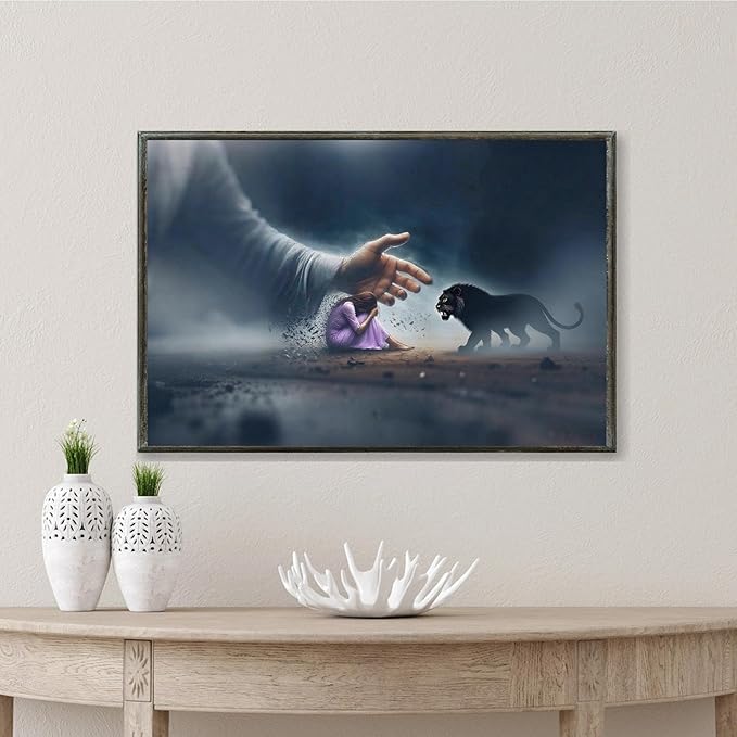 Christian Wall Art Print, Religious Scripture Biblical Decor, Faith-Based Inspirational Landscape with Cross, Digital Printed Canvas Poster for Church, Home Chapel, Prayer Room Decor