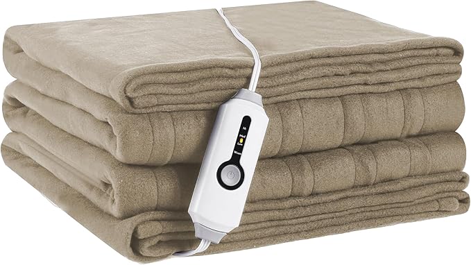 Electric Heated Blanket 72"x84" Full Size Soft Fleece Heated Blanket, Soft ＆ Comfortable with 4 Levels of Heat and 10 Hour Auto Off - Caramel Brown