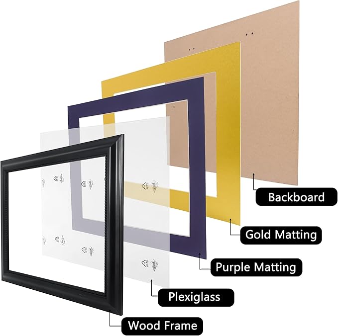 11x14 Diploma Degree Frame with Purple Mat or Display 15x18 Certificates without Mat,Solid Wood,Black Finish with Intricate Black Rope Detail,UV Protection Acrylic