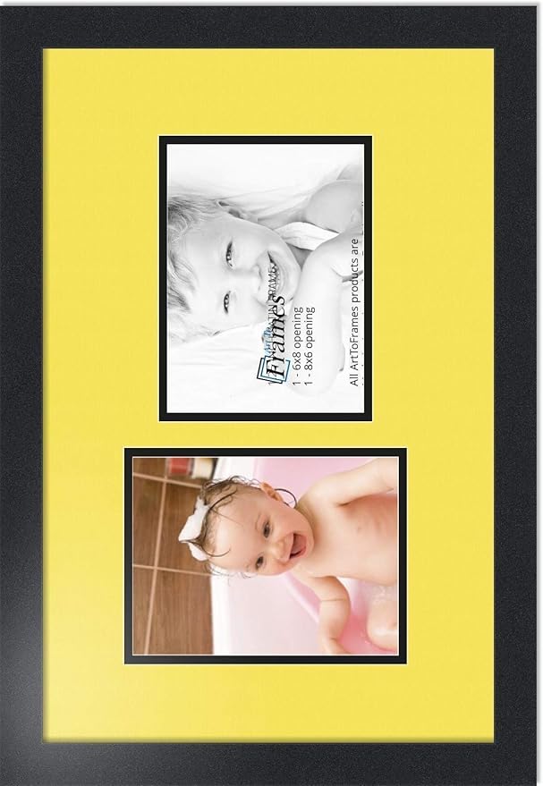 ArtToFrames Double-Multimat-775-47R/89-FRBW26079 Collage Photo Frame Double Mat with 2-6x8 Openings and Satin Black Frame