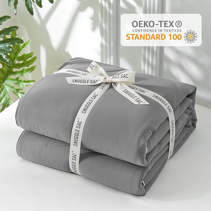 Snuggle Sac Cooling Comforter King Size, Breathable Cooling Blankets for Hot Sleepers and Night Sweats, Soft Lightweight King Size Blankets, 106x90 Inches, Dark Gray