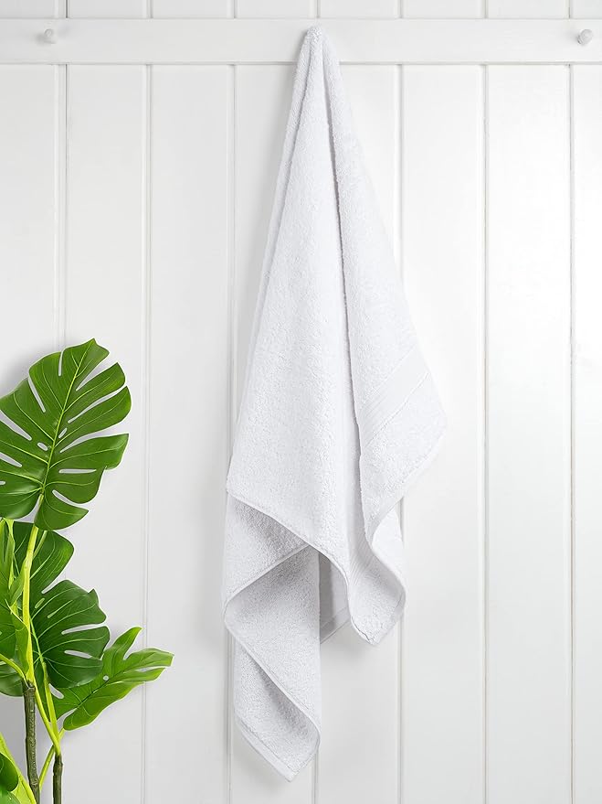 Cotton Paradise 4 Piece Turkish Bath Towels for Bathroom, 100% Cotton Extra Large Soft Plush Towels Bathroom Set, White