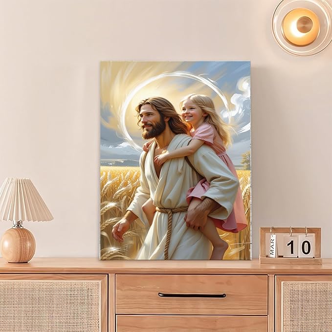 Christian Wall Art Print, Religious Scripture Biblical Decor, Faith-Based Inspirational Landscape with Cross, Digital Printed Canvas Poster for Church, Home Chapel, Prayer Room Decor