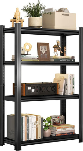 Tall Bookshelf with Open Shelves, Metal Office Book Shelf, Adjustable Organizer Bookcase, Standing Storage Organizer Shelf for Living Room (35.4" W*13.8" D*54" H)