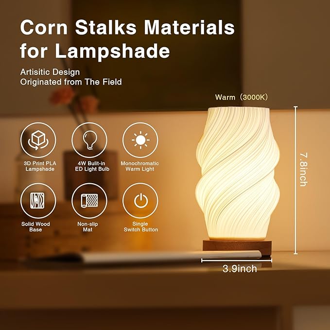Table Lamp Bedside Lamps for Bedroom, Small Night Stands Desk Lamp, Mood Warm Cozy Lighting, Vintage Boho Cool Mid Century Modern Lamp, Aesthetic Accents Home Room Decor (Warm-E, Medium)