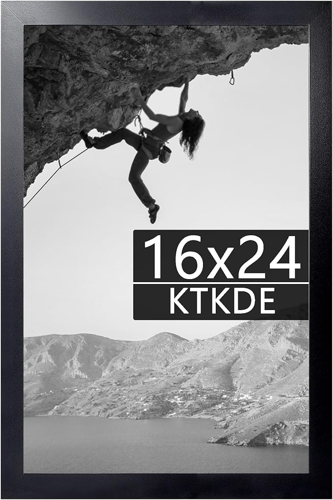 KTKDE 16x24 Picture Frame Wooden Black,Poster Frames with Polished Plexiglass, Wall Hanging Large Studio Gallery Photo Frames Decorating for Minimalist Style Suitable,Any style Best gift