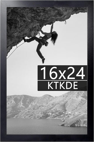 KTKDE 16x24 Picture Frame Wooden Black,Poster Frames with Polished Plexiglass, Wall Hanging Large Studio Gallery Photo Frames Decorating for Minimalist Style Suitable,Any style Best gift