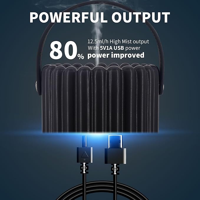 Essential Oil Diffuser - Multifunction Aromatherapy Diffuser 7 LED Color Changing Light 100ML Ceramic Diffuser Easy to Clean Suitable for Home,Office(Black)