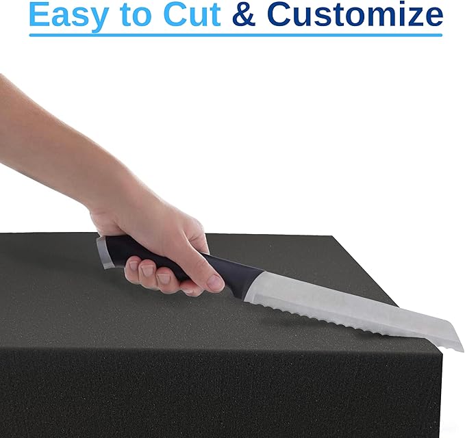 FoamRush 12"x 36" x 36" Charcoal Square Foam, Seat Cushion Replacement, Upholstery Foam, Seat Replacement, Upholstery Sheet, Wheelchair Seat Cushion Replacement, Made in USA