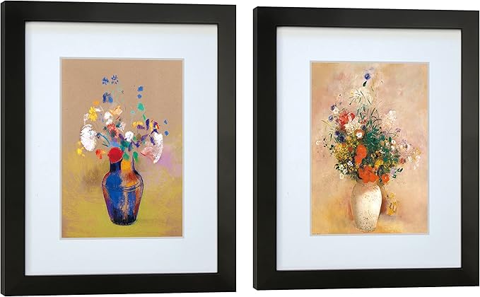 11x14 Picture Frame Set of 2 Made of Solid Wood Photo Frames with Real Glass for Pictures 8x10 with Mat or 11x14 Without Mat, Wall Mounting or Tabletop display Photo Frames in Black