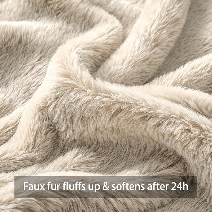 4TH Emotion Fall Pumpkin Decorative Lumbar Pillow Covers 12x20 Set of 2, Beige Soft Plush Faux Fur Wool Farmhouse Throw Cushion Cases for Autumn Thanksgiving Holiday Home Decorations