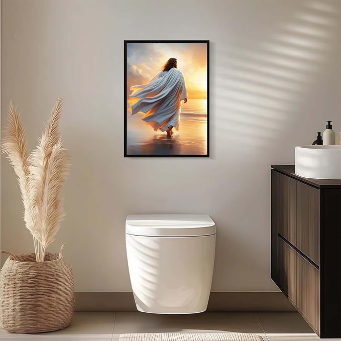 Christian Wall Art Print, Religious Scripture Biblical Decor, Faith-Based Inspirational Landscape with Cross, Digital Printed Canvas Poster for Church, Home Chapel, Prayer Room Decor