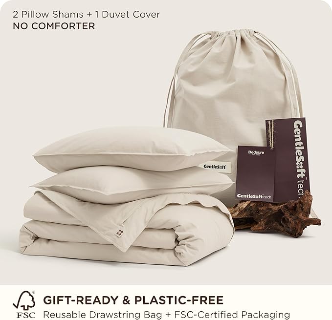 Bedsure Cotton Duvet Cover King - Luxury Slub Weave 100% Cotton Duvet Cover Set with a Linen Like Textured, Easy Change Durable Bedding Set 3 Pieces, Ivory, 104" x 90"