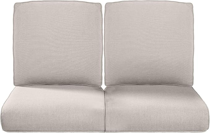 22x25/22x24 Outdoor Seat Cushions Set of 2 - Comfortable High Back Water-Resistant Patio Wicker Chairs Cushion for Rattan Dining Rocker Glider Loveseat Couch Sectional Sofa - Beige/Classic
