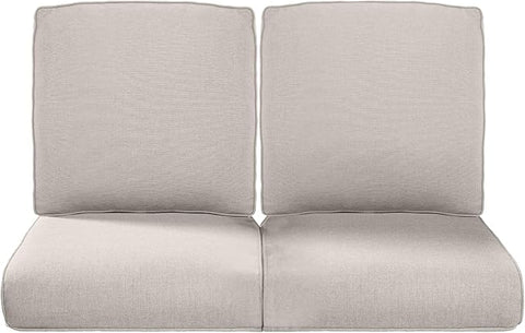 22x25/22x24 Outdoor Seat Cushions Set of 2 - Comfortable High Back Water-Resistant Patio Wicker Chairs Cushion for Rattan Dining Rocker Glider Loveseat Couch Sectional Sofa - Beige/Classic