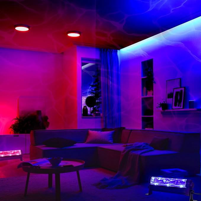 LED Ocean Wave Light Bar Pro, 16 Color Water Ripple Projector Wall Lamp with Remote, Light Up 20x20ft Night Lights, Mood Lighting for Bedroom, Home & Parties Decor