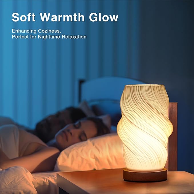 Table Lamp Bedside Lamps for Bedroom, Small Night Stands Desk Lamp, Mood Warm Cozy Lighting, Vintage Boho Cool Mid Century Modern Lamp, Aesthetic Accents Home Room Decor (Warm-E, Medium)