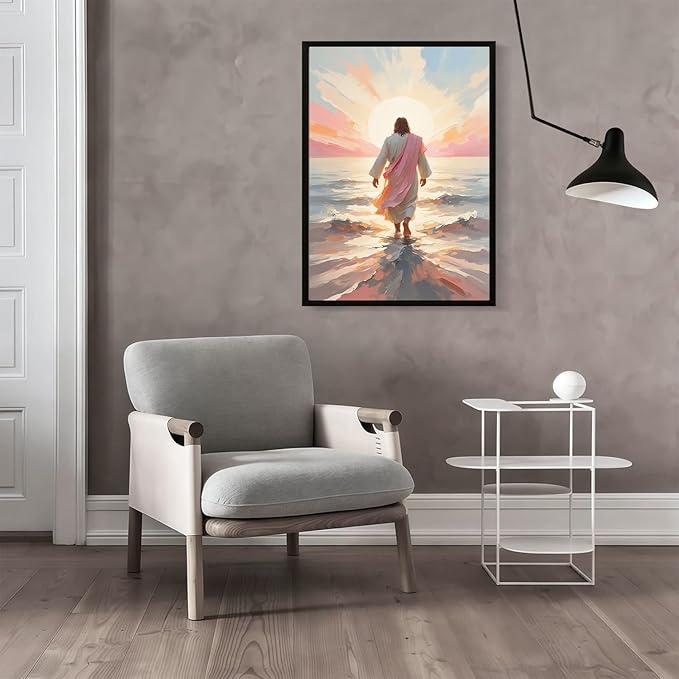 Christian Wall Art Print, Religious Scripture Biblical Decor, Faith-Based Inspirational Landscape with Cross, Digital Printed Canvas Poster for Church, Home Chapel, Prayer Room Decor