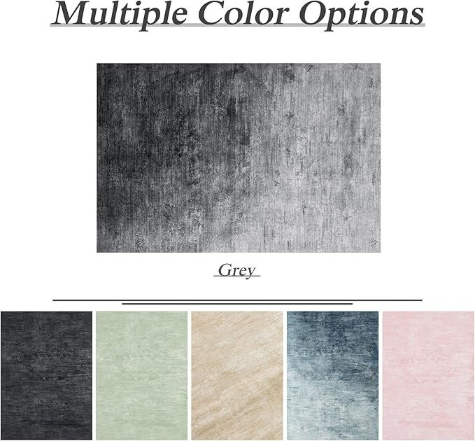 Washable Rug 6x9 Area Rugs for Living Room - Stain Resistant Non-Slip Backing Boho Rug for Bedroom,Durable & Ultra-Thin Vintage Large Area Rug(6x9,Gray)