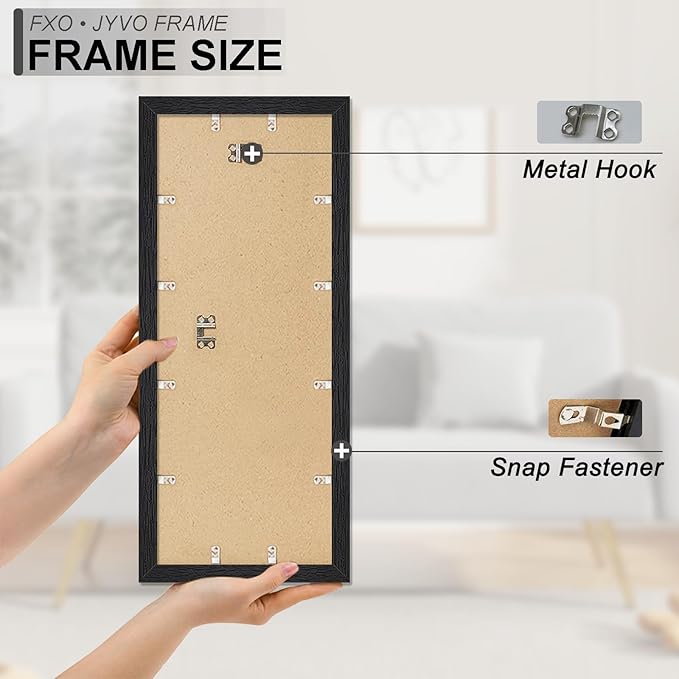 Engineered Wood 12x24 Picture Frame Set of 3, Black Frame for 12 x 24 Inch Picture Poster Photo, Light Weight 12 by 24 Frame with Wood-grain for Wall - 3 Pack/Black/12 x24