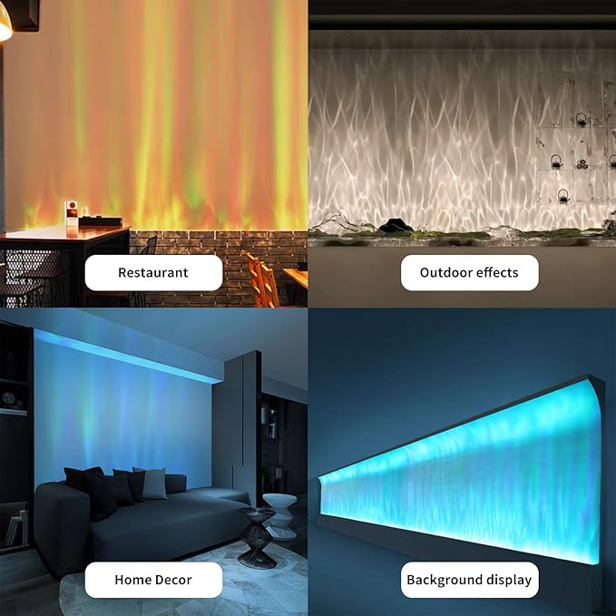 LED Water Pattern Atmosphere Light Bar with Remote - 200+ RGB Color Aurora Lighting for Bedroom, Gaming Room, Home Theater Night Ambiance, Relaxation Mood Light with Adjustable Brightness..