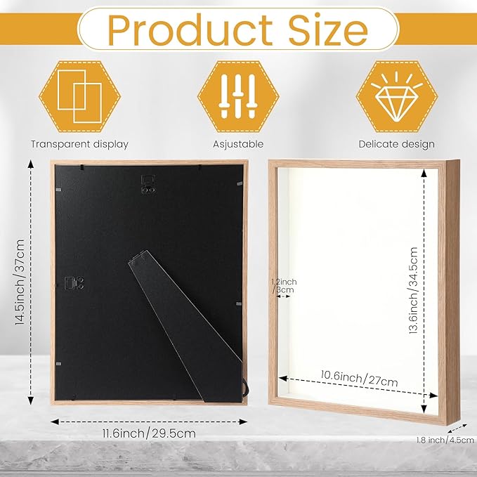 Ripeng 16 Pack Shadow Box Frame Display Case Picture Frame for Wedding Bouquet, Back to School Crafts, Memorial Photos, Ticket, Teacher, Medal, DIY Wall or Tabletop Gift Decor(11 x 14 Inch,Wood Color)