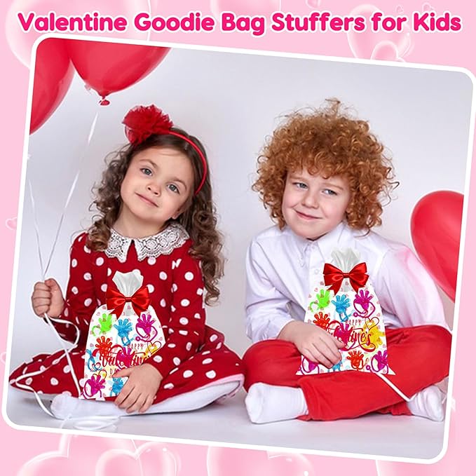 100PCS Glitter Sticky Hands Party Favors for Kids 4-8 8-12 Birthday Supplies Halloween Goodie Bag Stuffers Classroom Treasure Box Carnival Prizes Bulk Treat Trinkets Pinata Stuff Mini Stretchy Toys