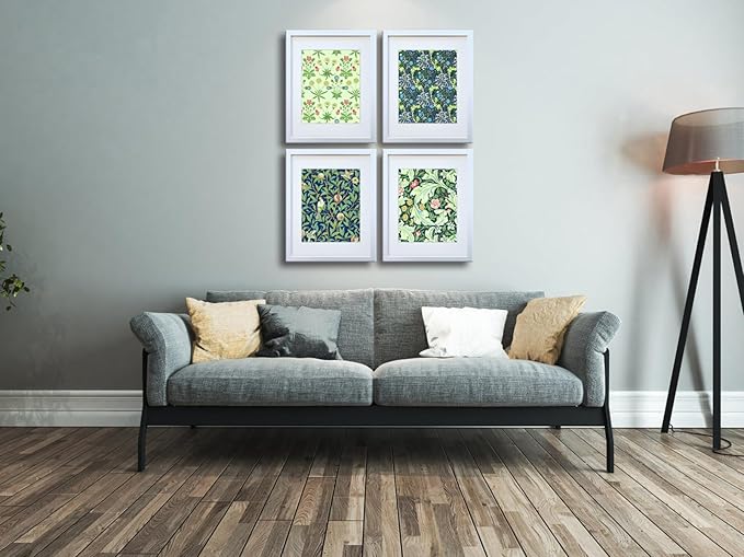 11x14 Picture Frame Set of 4 Made of Solid Wood Photo Frames with Real Glass for Pictures 8x10 with Mat or 11x14 Without Mat, Wall Mounting or Tabletop display Photo Frames in White