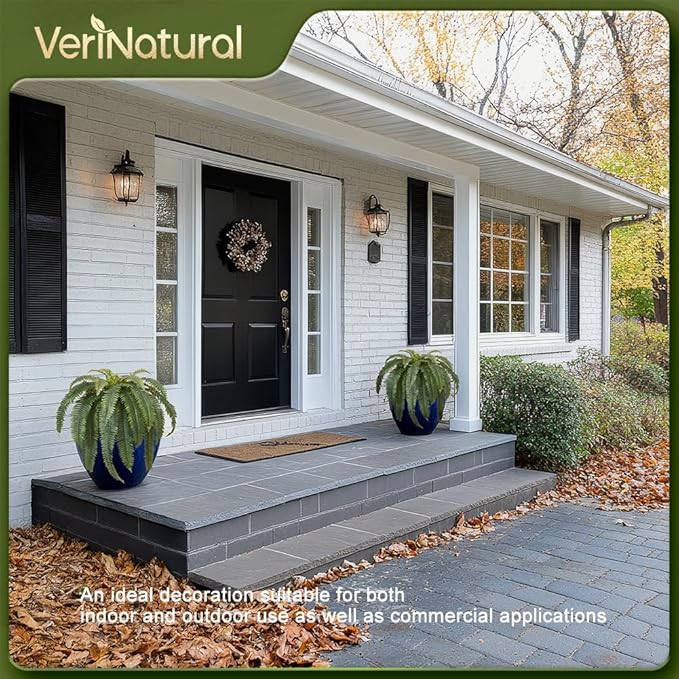 Artificial Boston Ferns 48" UV Resistant Faux Ferns with 39 Fronds for Outdoors - Large Fake Plants for Home, Garden, Front Porch and Hanging Decor - Lifelike Greenery for Indoor Spaces,4pcs VN141