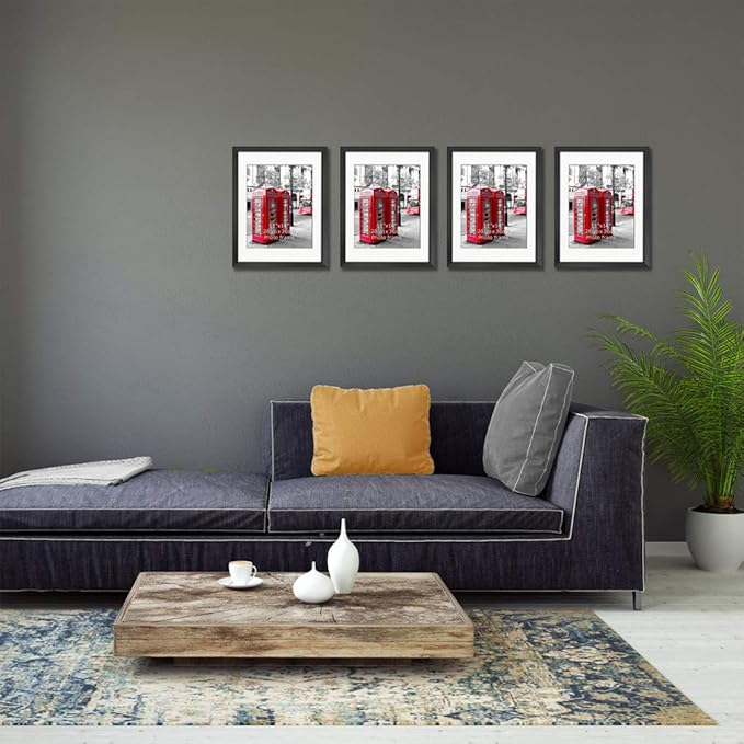 Giftgarden 16x20 Picture Frames Set of 4, Matted to Display 11x14 Picture with Mat or 20x16 Artwork without Mat, Black