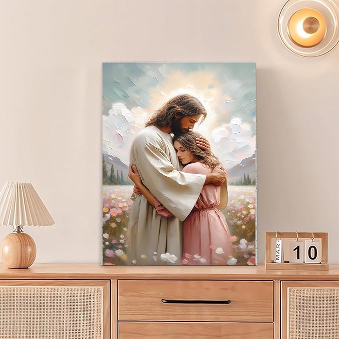Christian Wall Art Print, Religious Scripture Biblical Decor, Faith-Based Inspirational Landscape with Cross, Digital Printed Canvas Poster for Church, Home Chapel, Prayer Room Decor