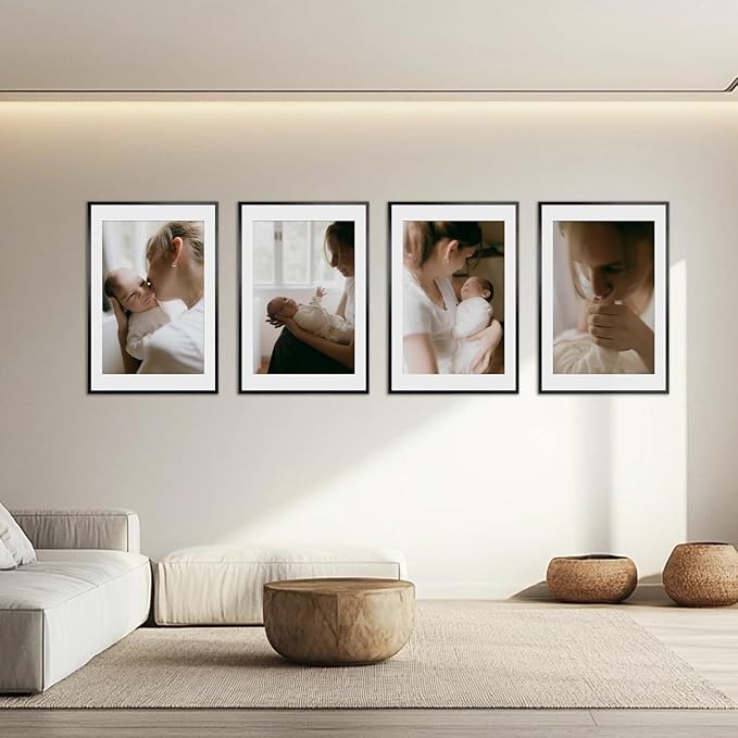 Giftgarden Black 24x36 Frames Matted to 20x30 Picture, Display 36x24 Inch Arts Without Mat, 20 x 30 Inch Prints with Mat, Set of 4