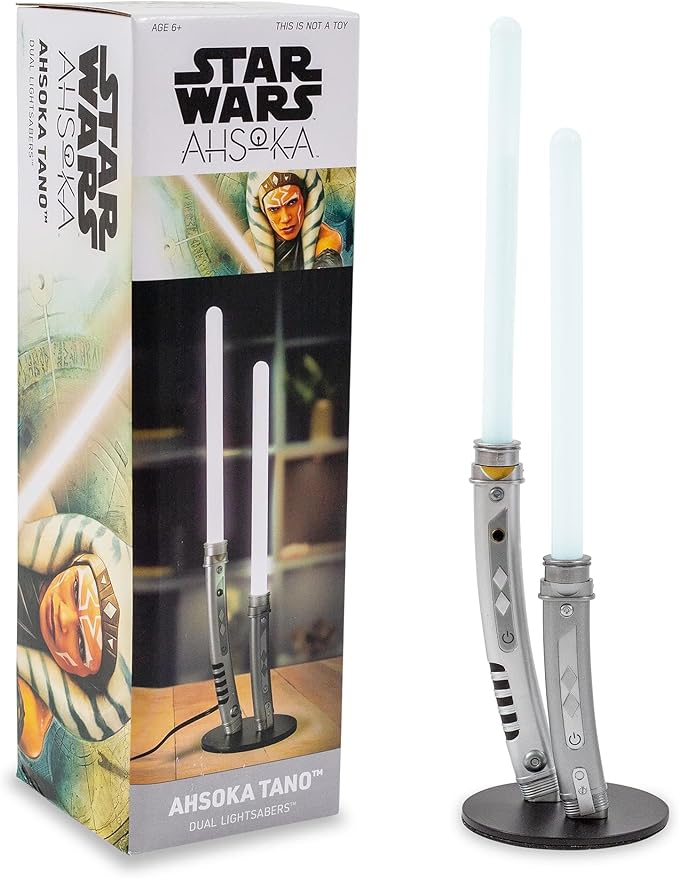 Star Wars Ahsoka Tano White Dual Lightsabers 12-Inch Mini LED Mood Light for Nightstand Table