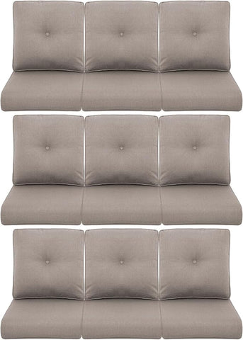 9-Piece Outdoor Patio Cushion Set - Fade & Water Resistant with Removable Olefin Cover, 22x24x4 Inch Memory Foam Cushions for Wicker Sectional Sofa – Grey/Buckle