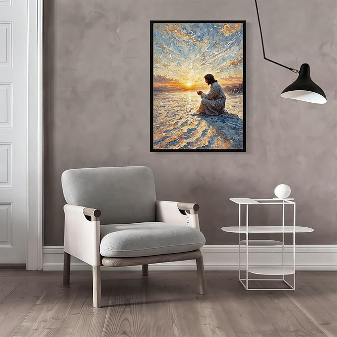 Christian Wall Art Print, Religious Scripture Biblical Decor, Faith-Based Inspirational Landscape with Cross, Digital Printed Canvas Poster for Church, Home Chapel, Prayer Room Decor