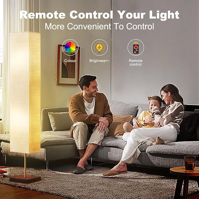 GyroVu 65“ Floor Lamp for Living Room, RGB Color Changing-2700K-6000K Corner Floor Lamp Standing Lamp for Living Room, Tall lamp with Remote Control for Bedroom, Office Beige(Bulbs Included)