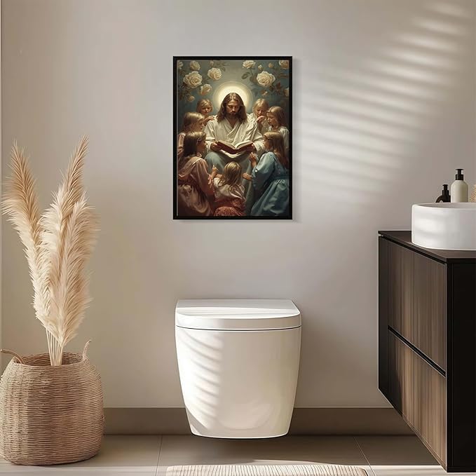 Christian Wall Art Print, Religious Scripture Biblical Decor, Faith-Based Inspirational Landscape with Cross, Digital Printed Canvas Poster for Church, Home Chapel, Prayer Room Decor